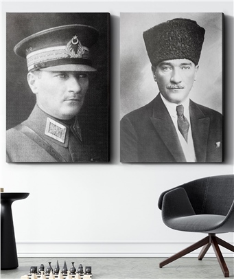 Mustafa Kemal Atatürk 2 Parça Kanvas Tablo