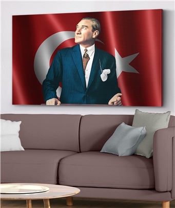 Türk Bayrağı Atatürk Kanvas Tablo