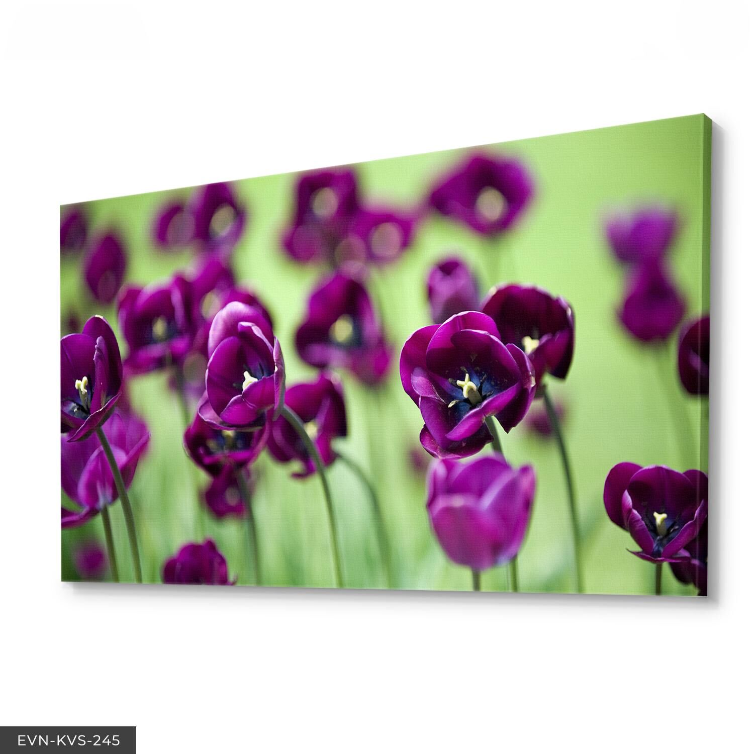 Mor Çiçek Tek Parça Kanvas Canvas Tablo 40 x 30 CM - Çok Renkli