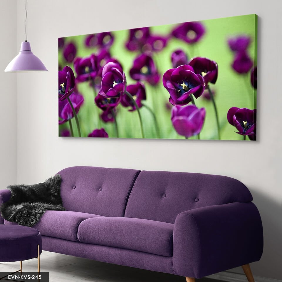 Mor Çiçek Tek Parça Kanvas Canvas Tablo