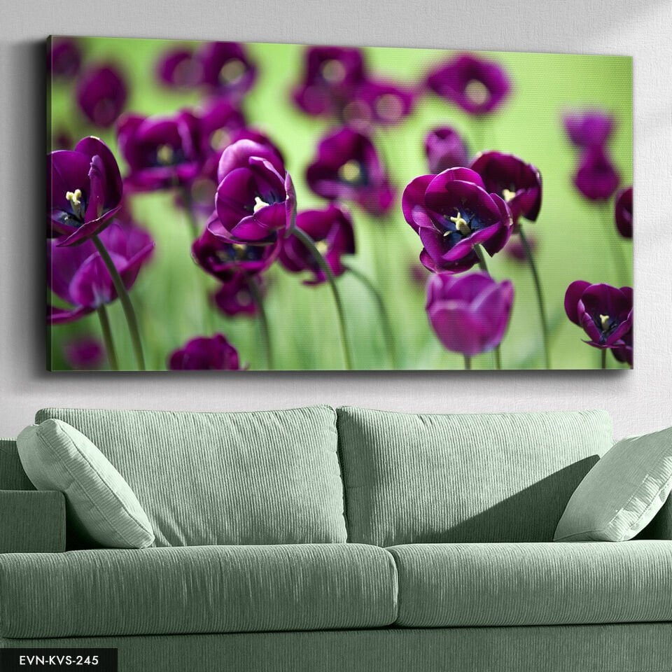 Mor Çiçek Tek Parça Kanvas Canvas Tablo
