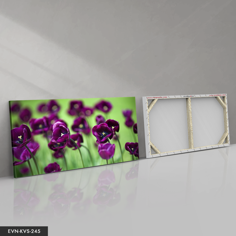 Mor Çiçek Tek Parça Kanvas Canvas Tablo