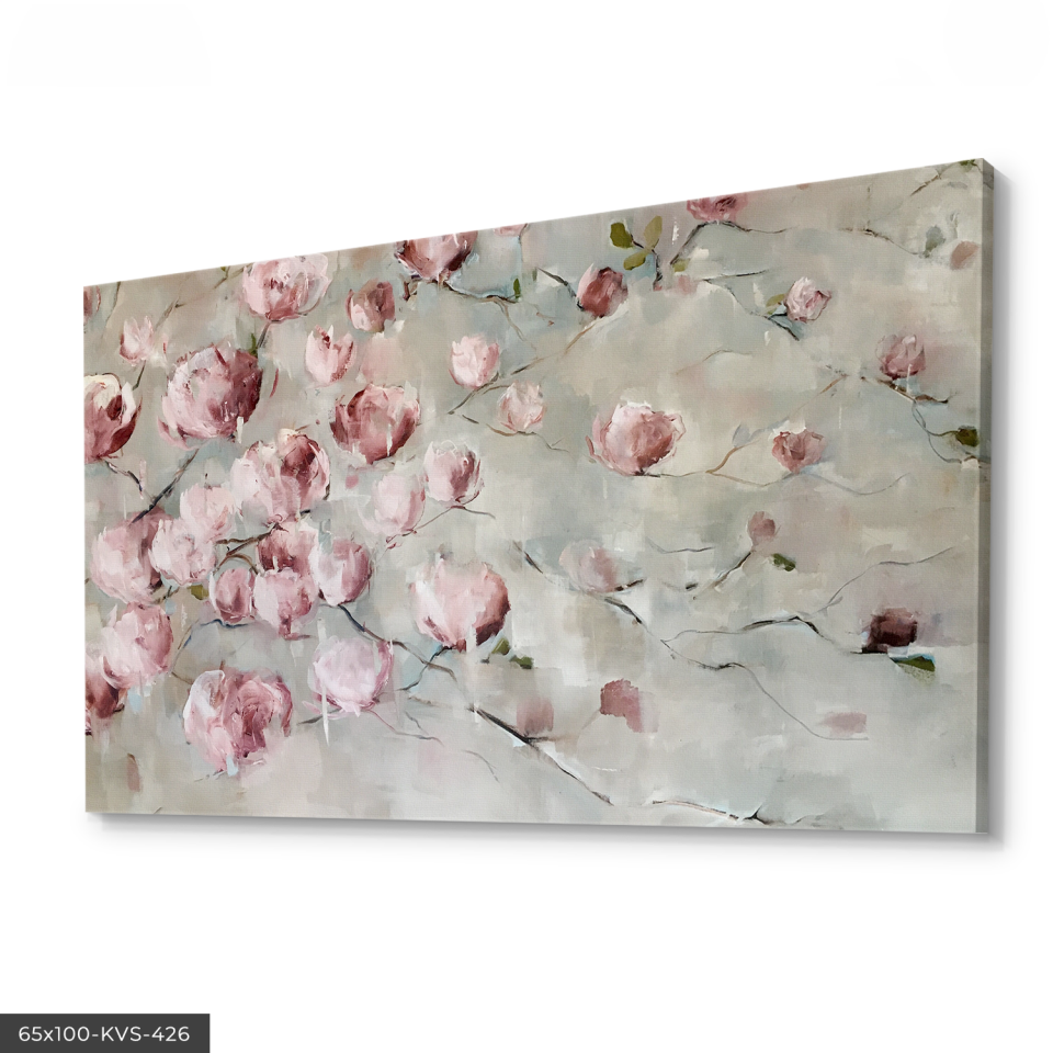 Çizim Çiçek Kanvas - Canvas Tablo 140 x 90 CM - Çok Renkli