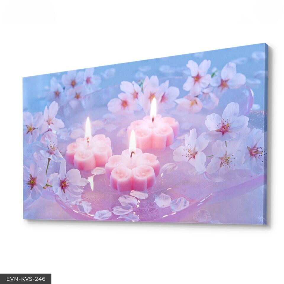 Mum Çiçekler Tek Parça Kanvas Canvas Tablo 140 x 90 CM - Çok Renkli