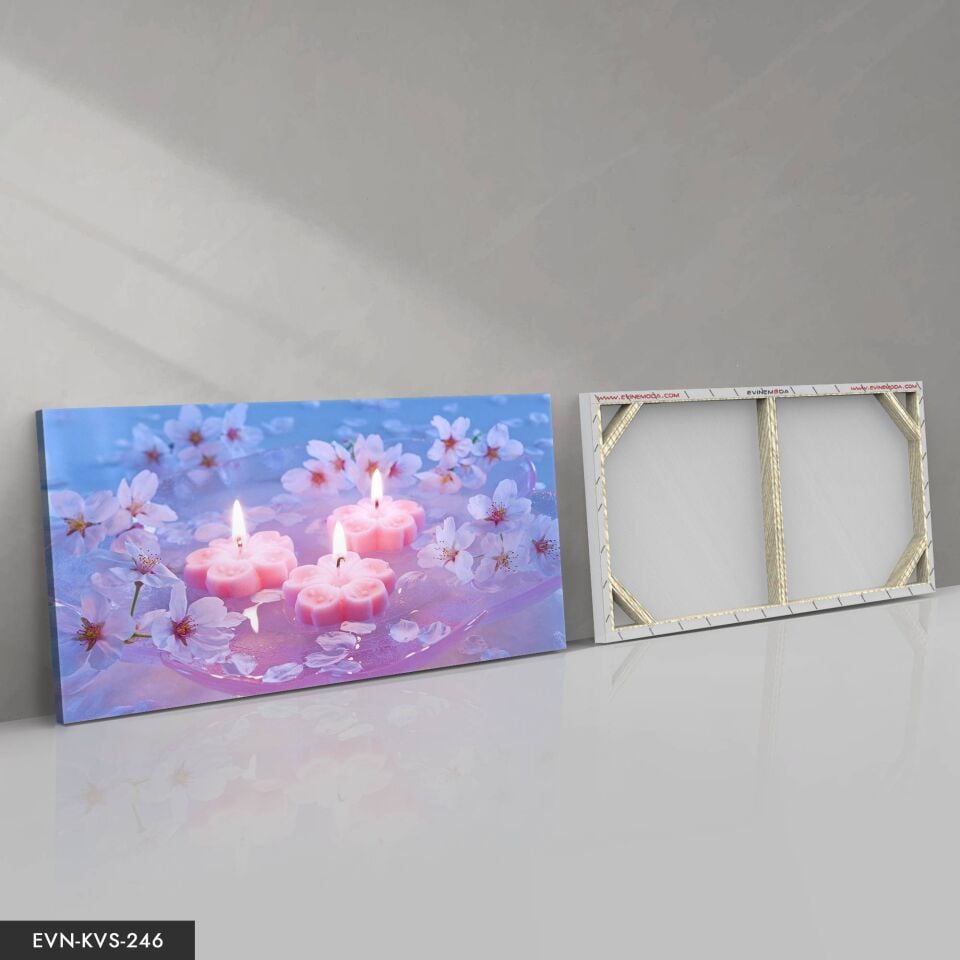 Mum Çiçekler Tek Parça Kanvas Canvas Tablo 40 x 30 CM - Çok Renkli