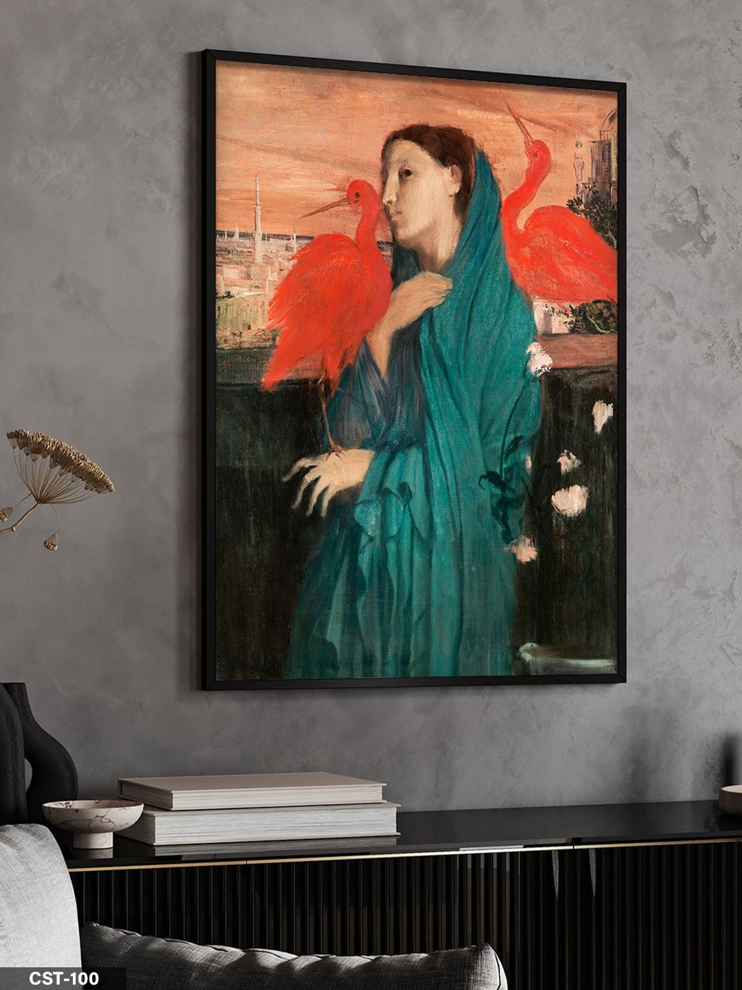 Kadın Portre illüstrasyon Tek Parça Ahşap Çerçeveli Tablo Siyah - 50 x 70 CM