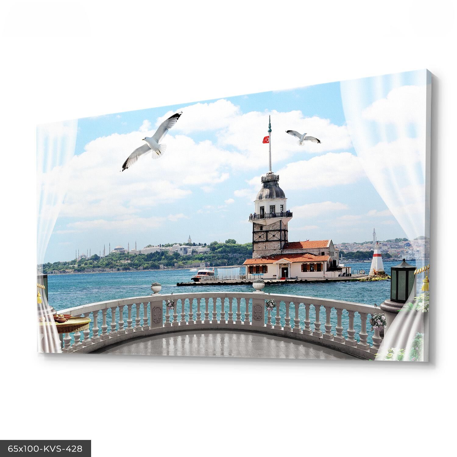 Kız Kulesi Kanvas - Canvas Tablo 40 x 30 CM - Çok Renkli