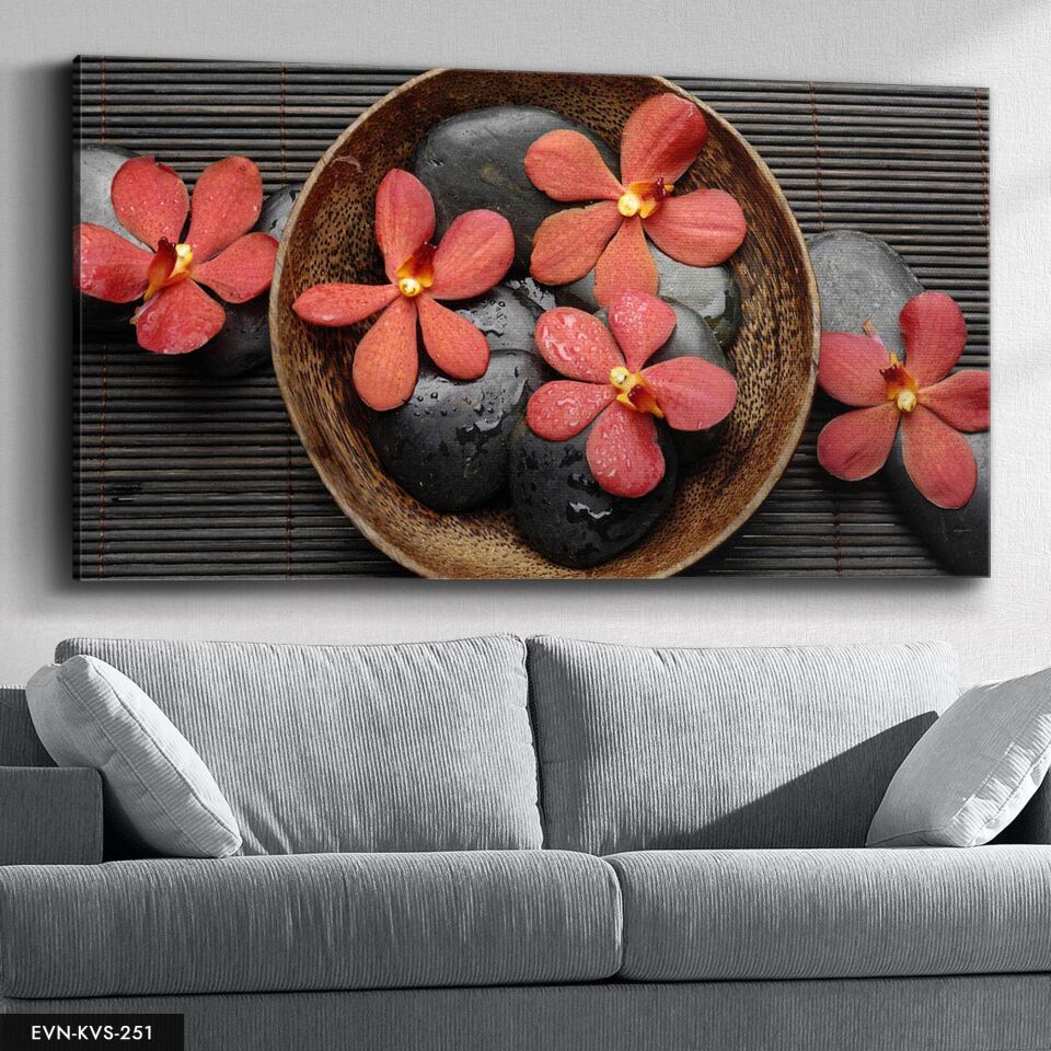 Çiçekler Tek Parça Kanvas Canvas Tablo 40 x 30 CM - Çok Renkli