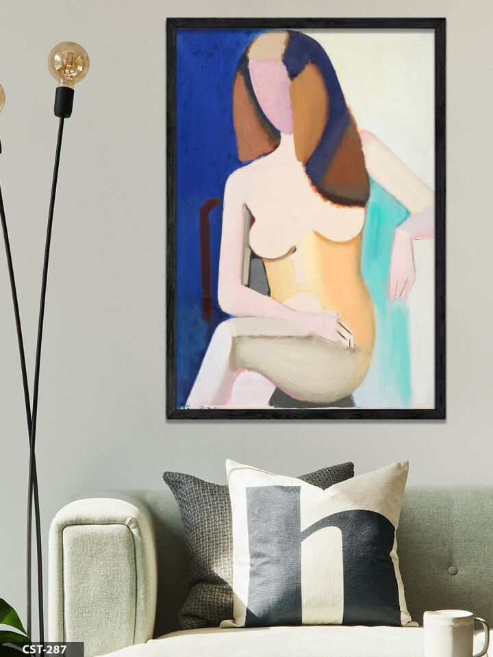 Soyut Kadın Model Tek Parça Ahşap Çerçeveli Tablo Siyah - 30 x 40 CM