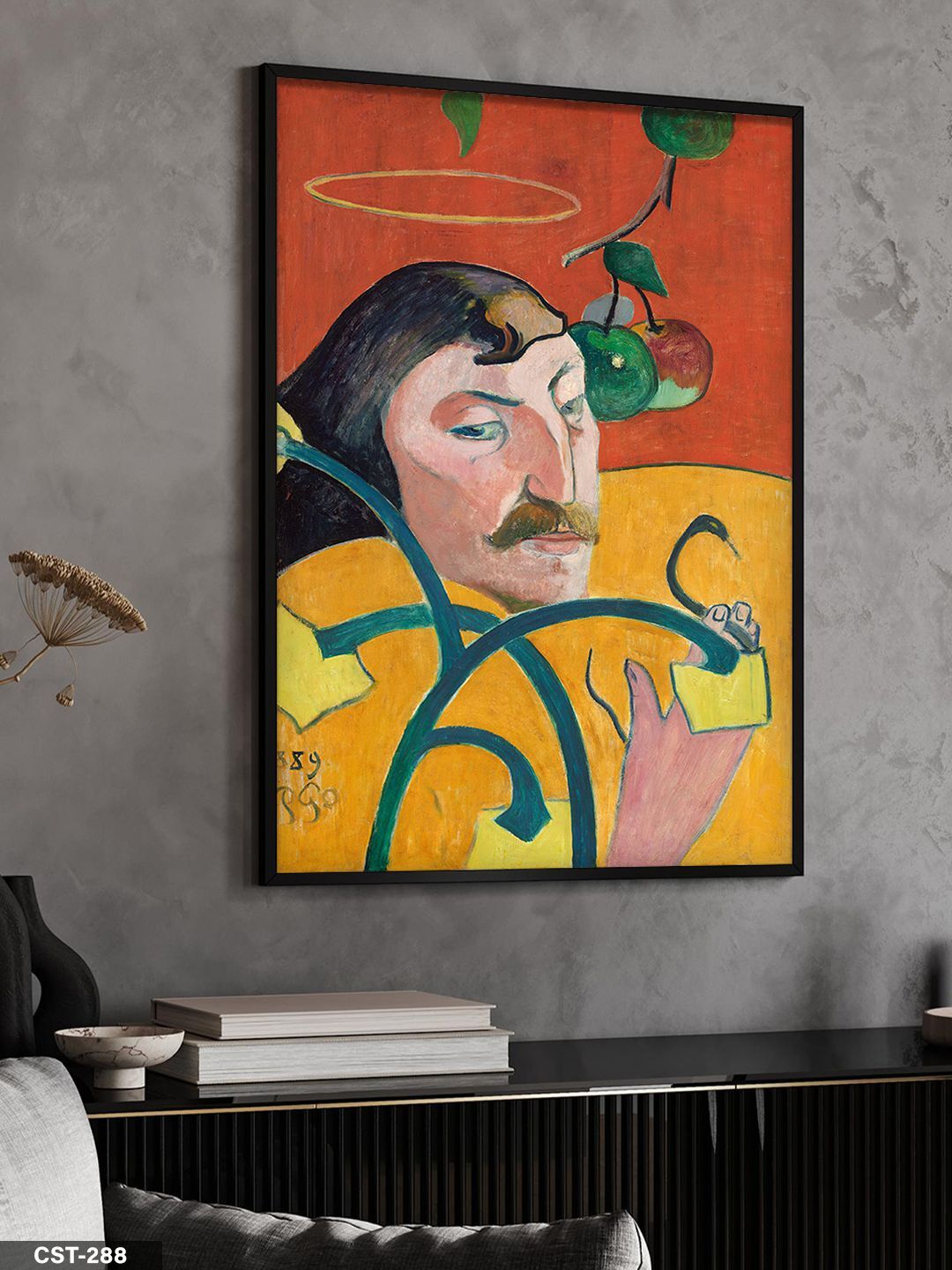 Paul Gauguin Sarı Kristus ile Otoportre Tek Parça Ahşap Çerçeveli Tablo Siyah - 30 x 40 CM