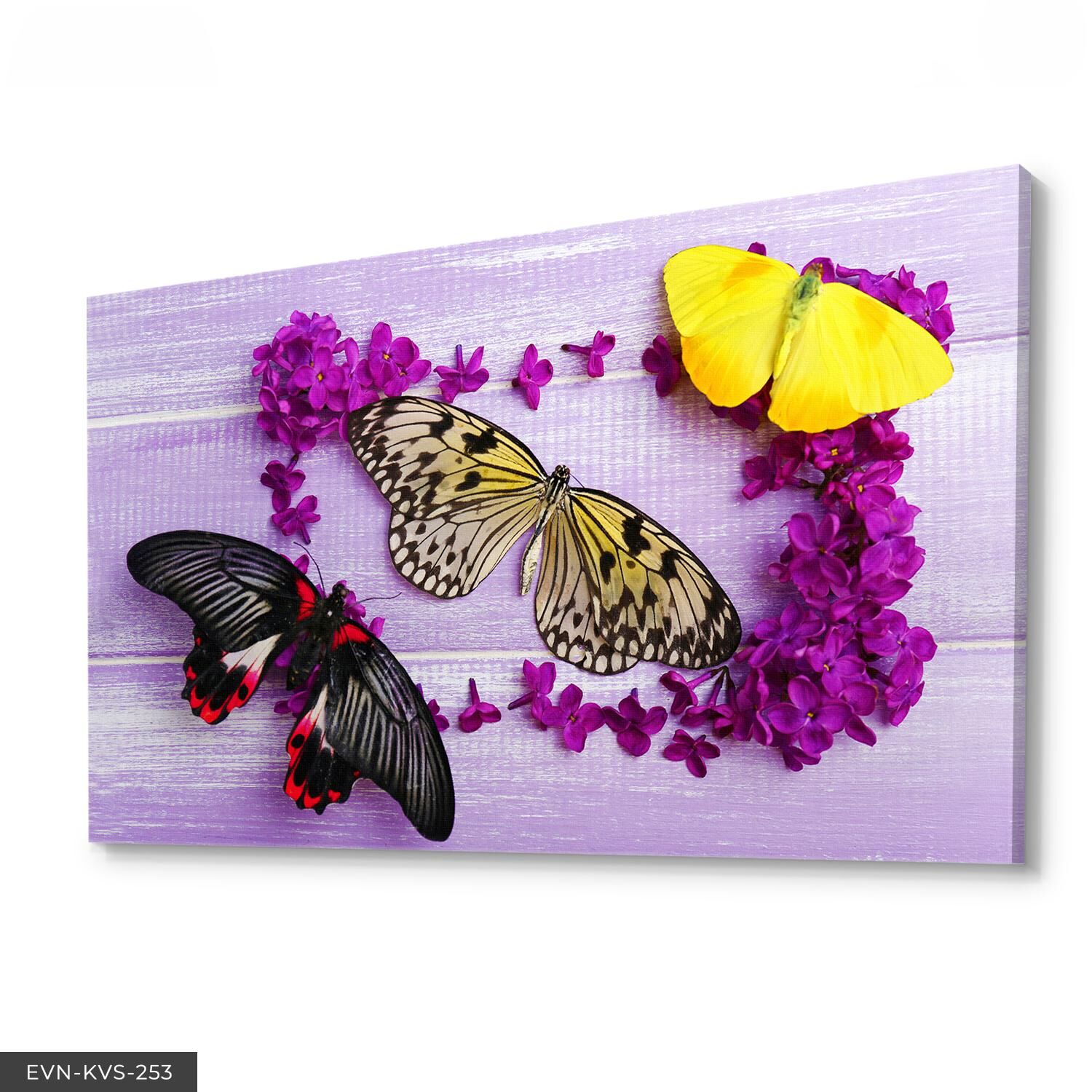 Kelebekler Tek Parça Kanvas Canvas Tablo 40 x 30 CM - Çok Renkli