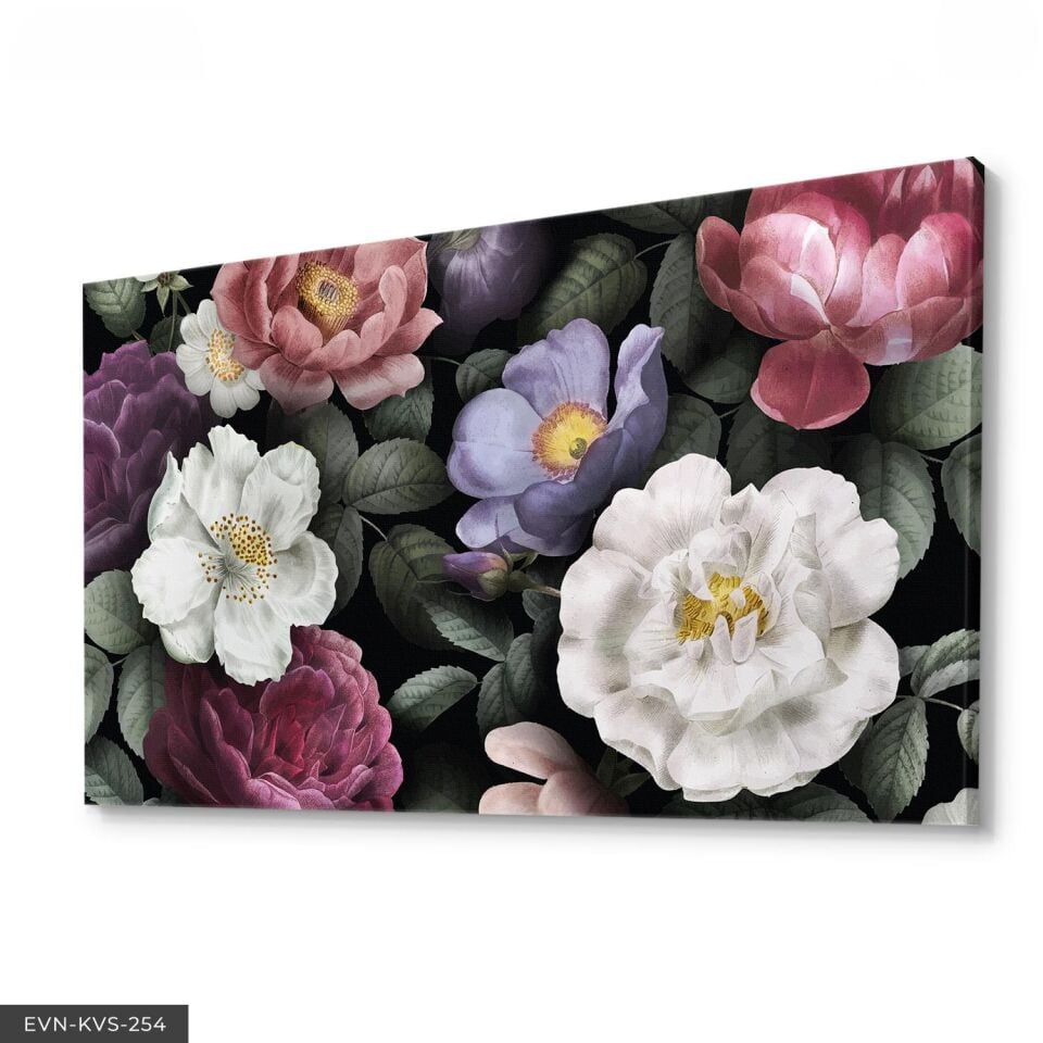 Renkli Çiçekler Tek Parça Kanvas Canvas Tablo 140 x 90 CM - Çok Renkli
