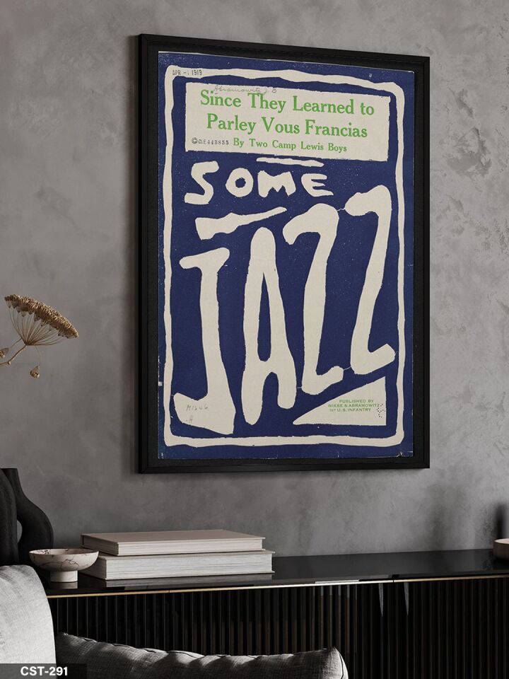 Some Jazz Tek Parça Ahşap Çerçeveli Tablo Siyah - 30 x 40 CM