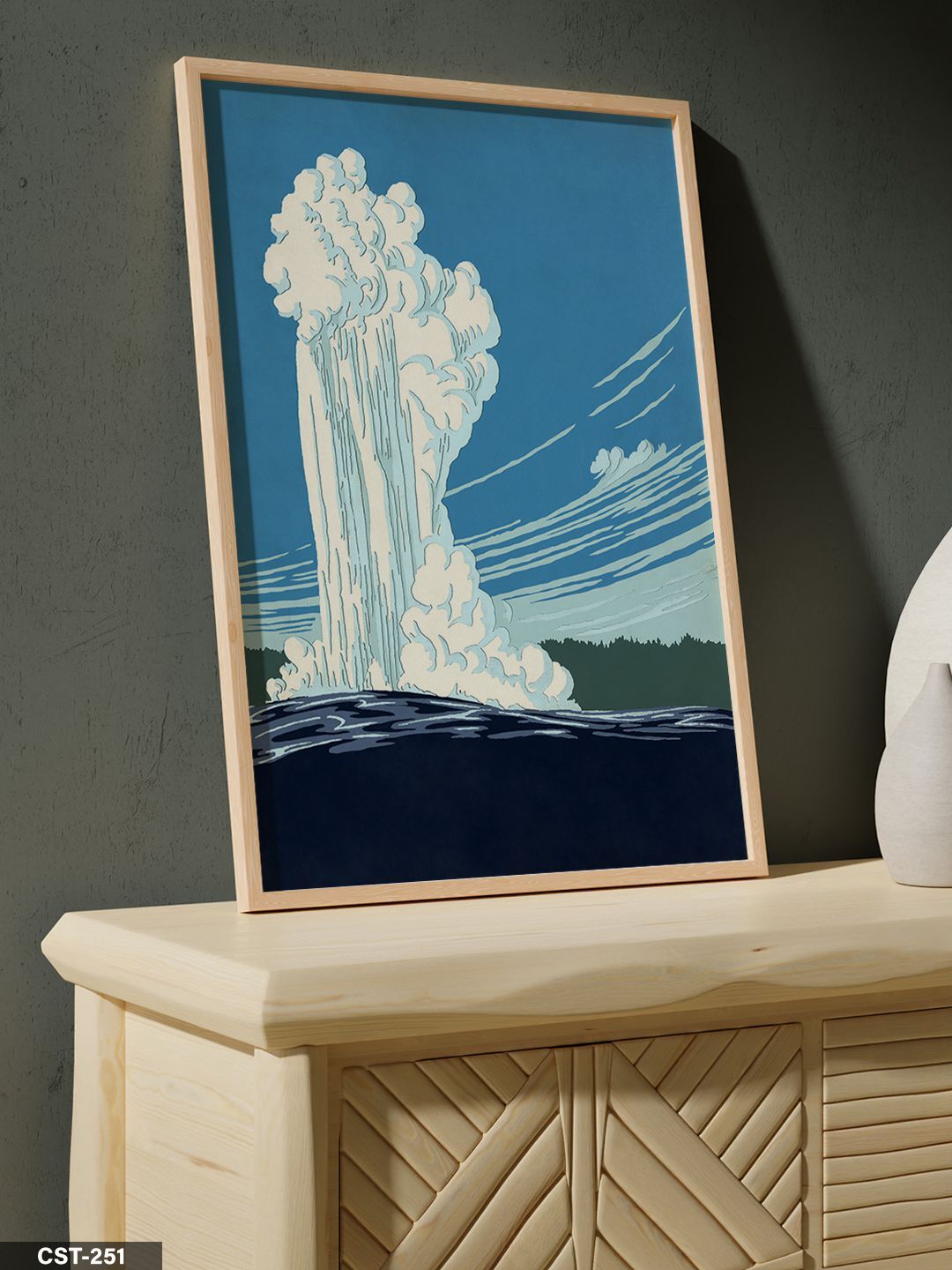 Fırtına ve Buhar Tek Parça Ahşap Çerçeveli Tablo Naturel - 20 x 30 CM