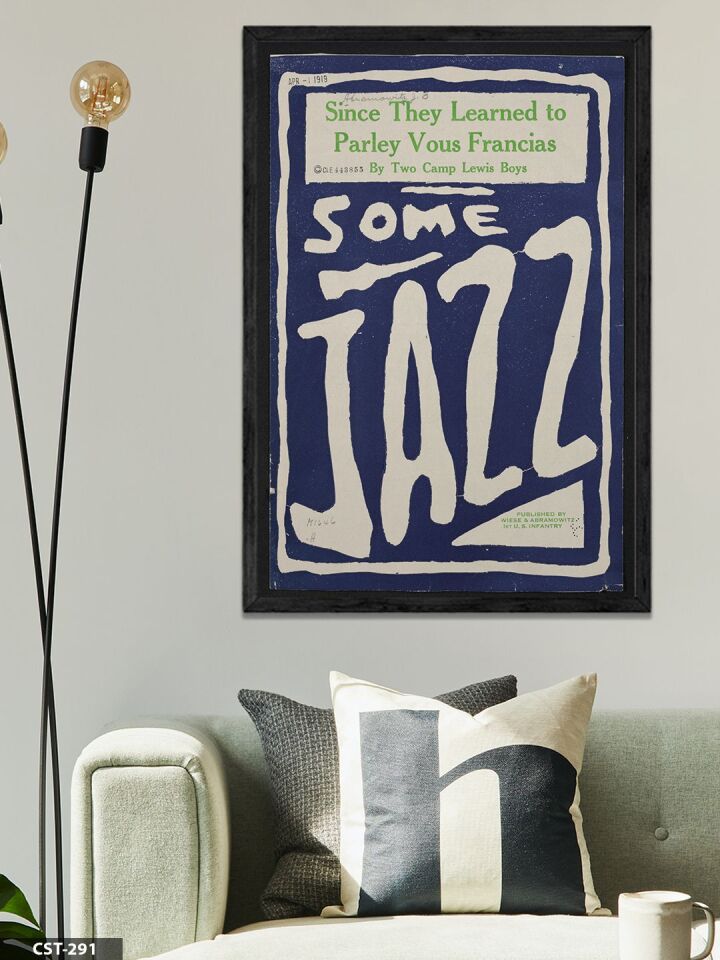 Some Jazz Tek Parça Ahşap Çerçeveli Tablo Siyah - 30 x 40 CM