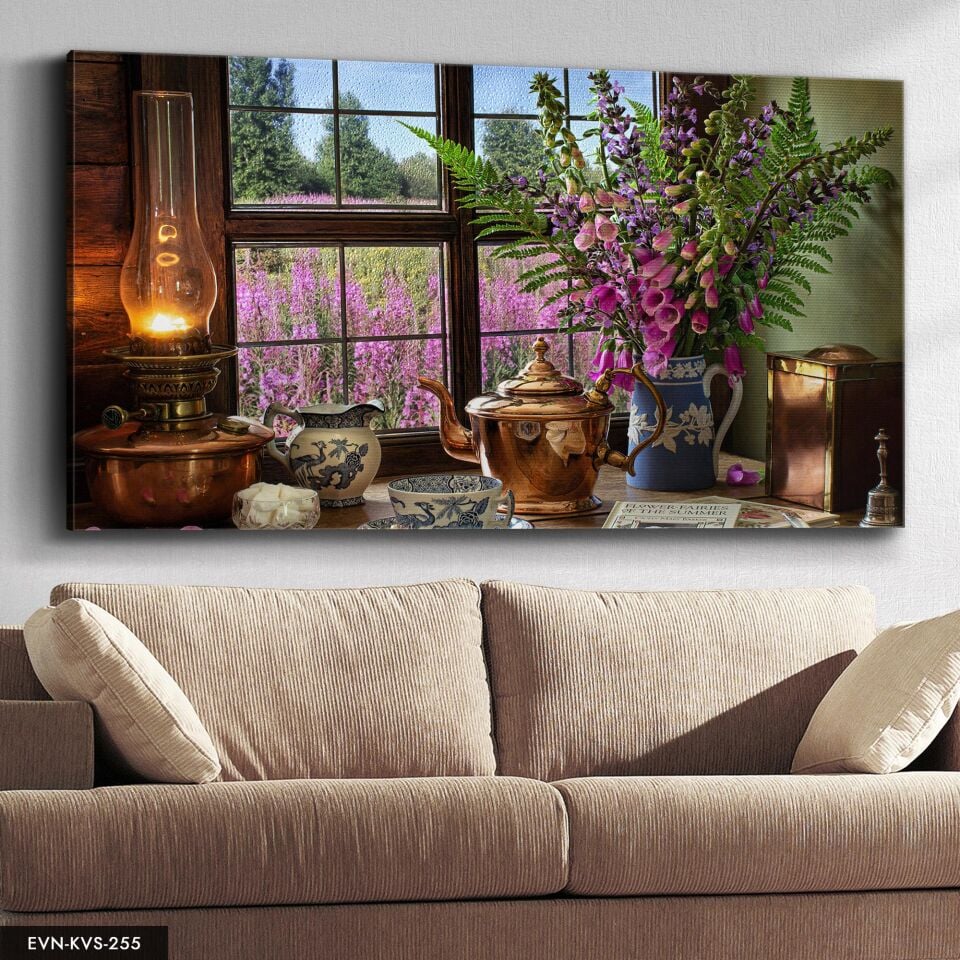 Çiçekler Tek Parça Kanvas Canvas Tablo 40 x 30 CM - Çok Renkli