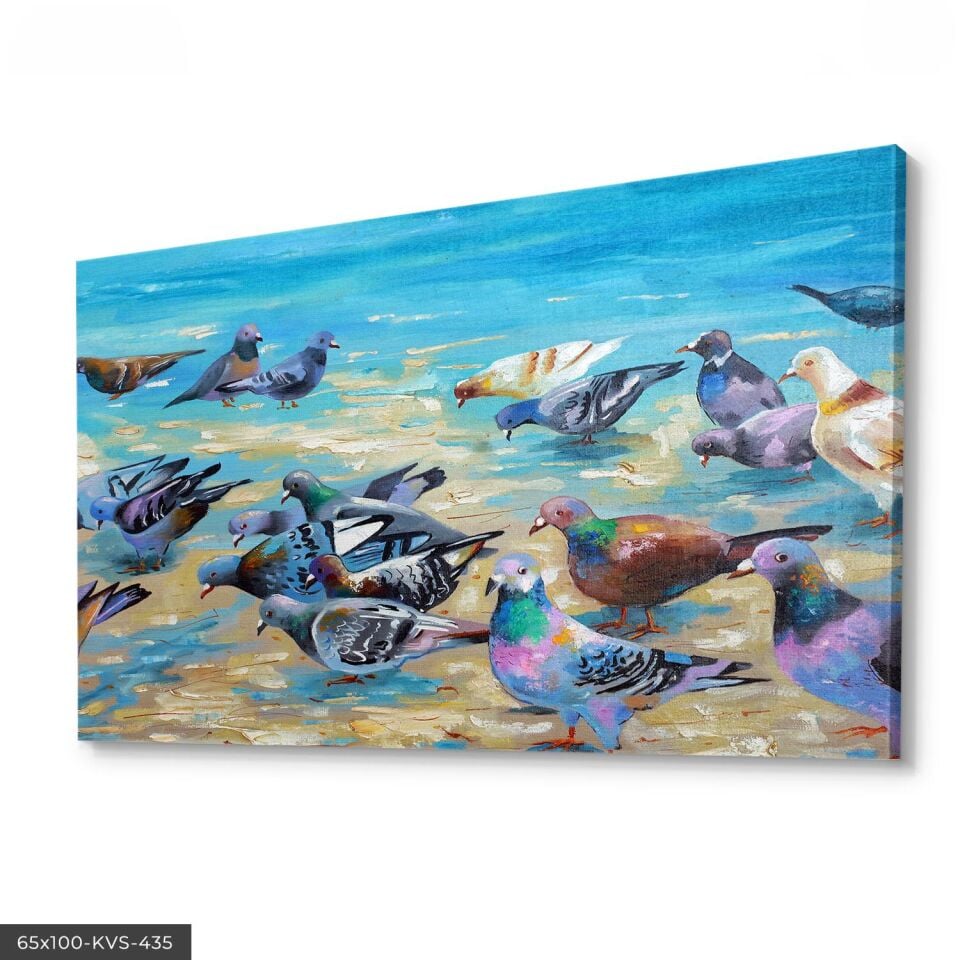 Kuşlar Kanvas - Canvas Tablo 140 x 90 CM - Çok Renkli