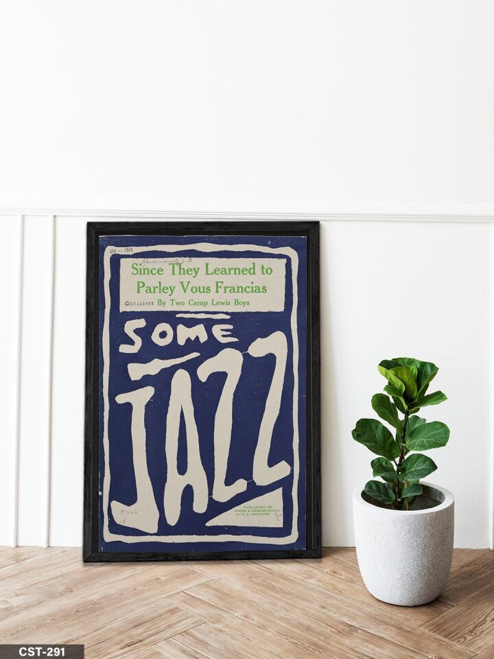 Some Jazz Tek Parça Ahşap Çerçeveli Tablo Siyah - 30 x 40 CM