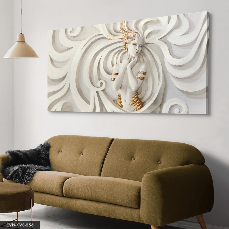 Sanatsal Kadın Tek Parça Kanvas Canvas Tablo 40 x 30 CM - Çok Renkli