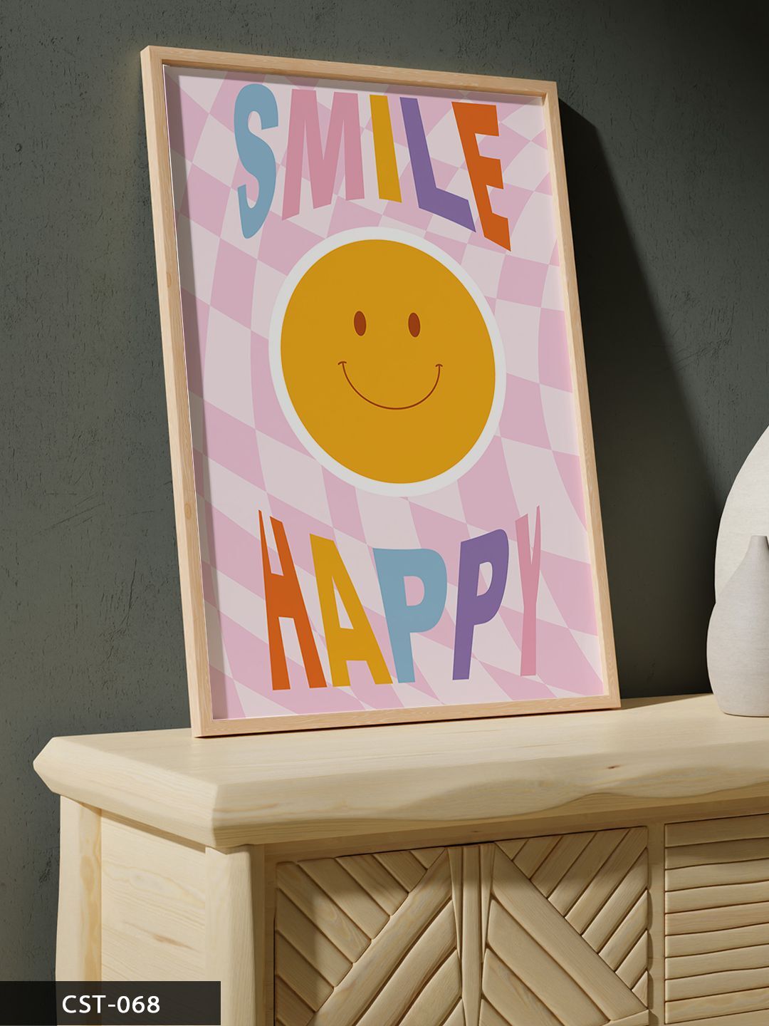 Smile Happy Tek Parça Ahşap Çerçeveli Tablo Naturel - 40 x 60 CM