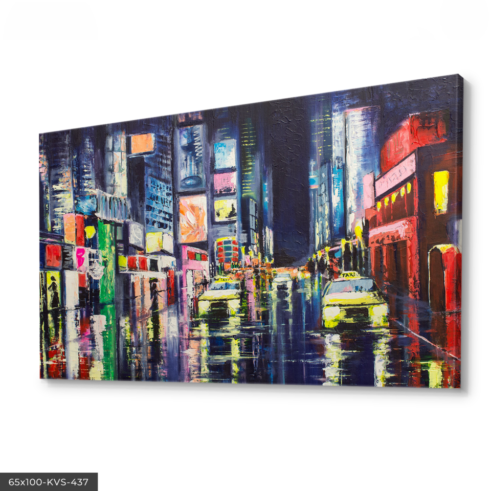 Çizim Sokak Kanvas - Canvas Tablo 140 x 90 CM - Çok Renkli