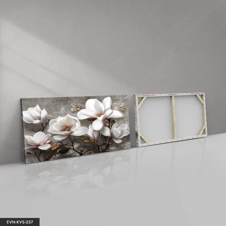 Çiçekler Tek Parça Kanvas Tablo 40 x 30 CM - Çok Renkli