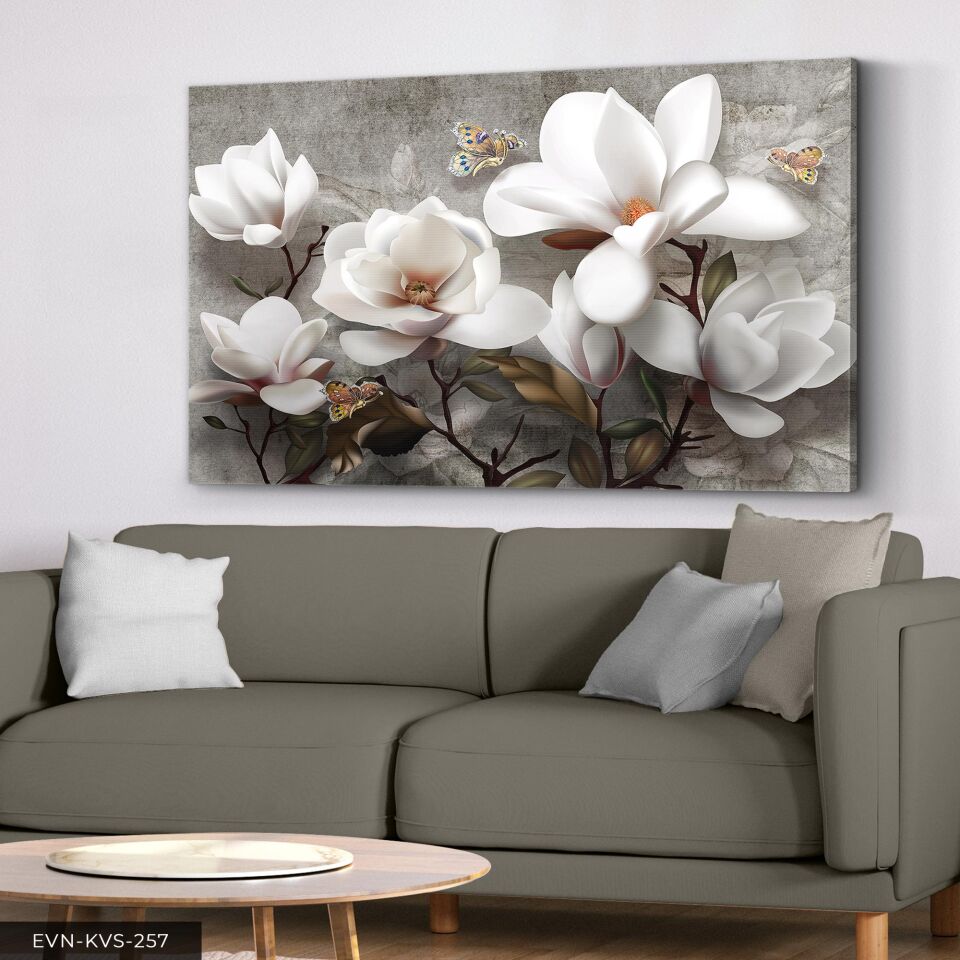 Çiçekler Tek Parça Kanvas Tablo 40 x 30 CM - Çok Renkli