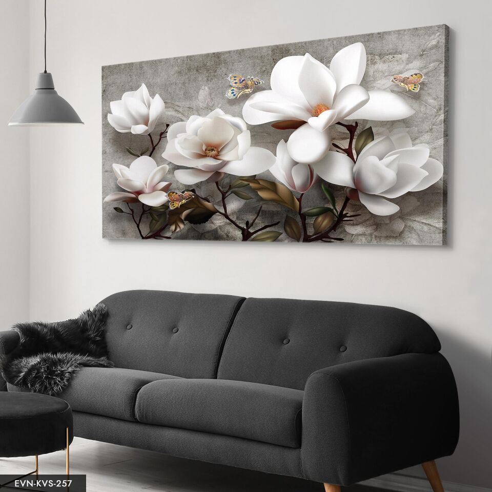 Çiçekler Tek Parça Kanvas Tablo 40 x 30 CM - Çok Renkli