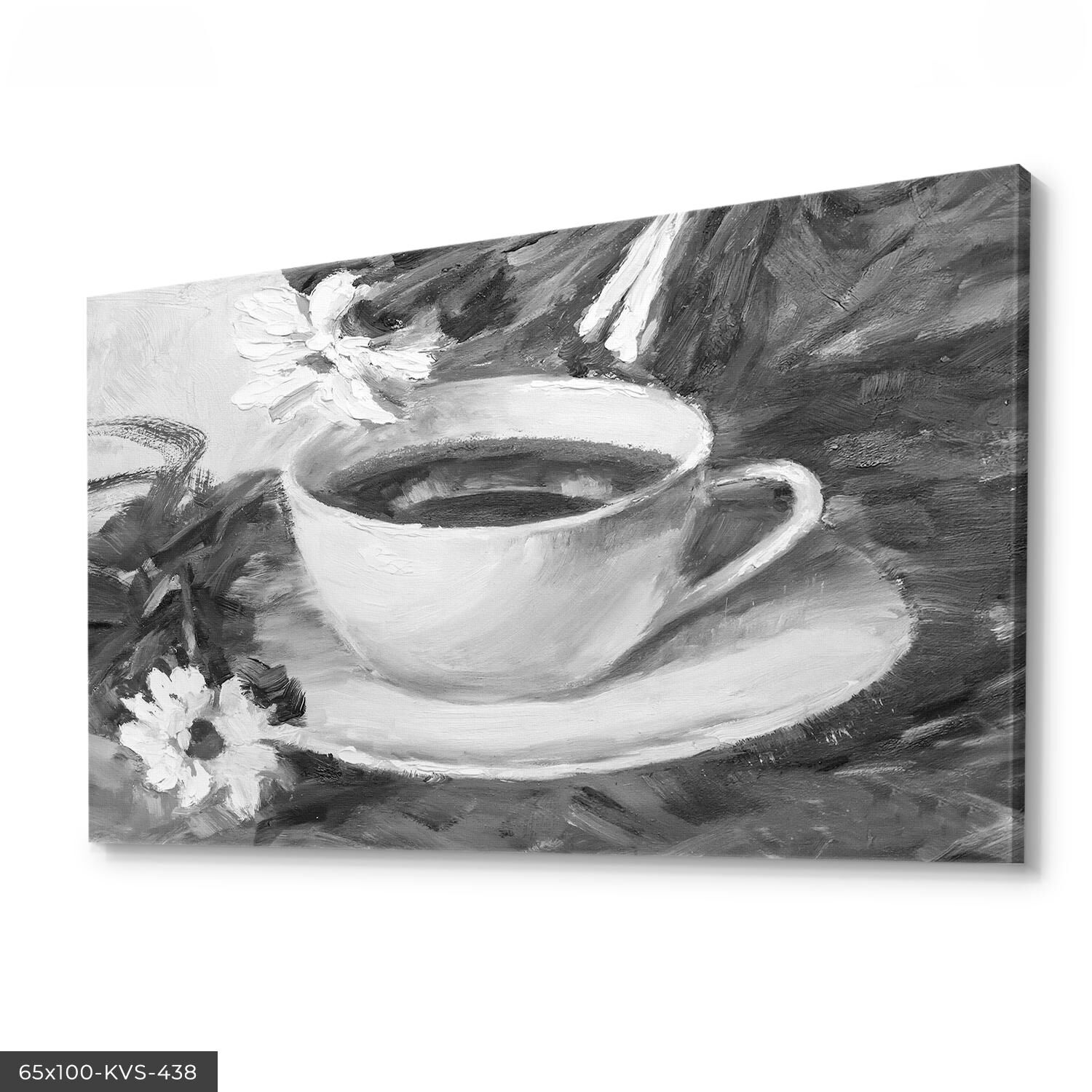 Çizim Kahve Fincanı Kanvas - Canvas Tablo 40 x 30 CM - Çok Renkli