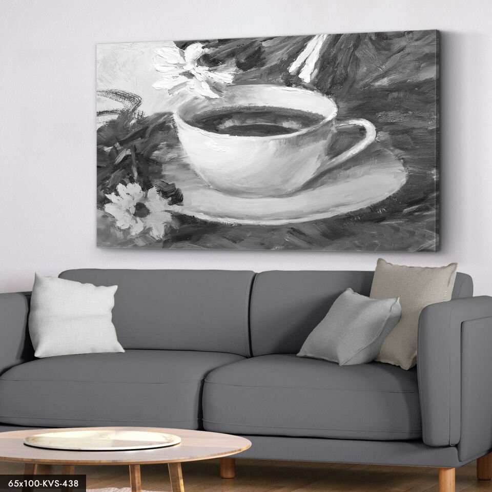 Çizim Kahve Fincanı Kanvas - Canvas Tablo