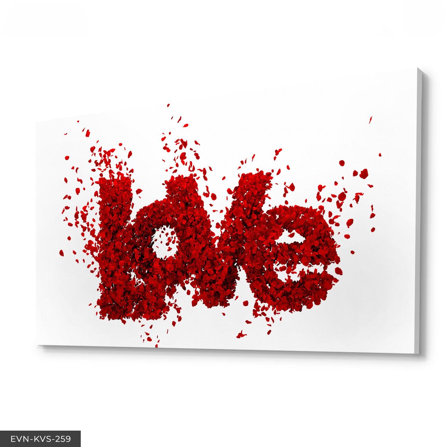 Love Kırmızı Tek Parça Kanvas Canvas Tablo 40 x 30 CM - Çok Renkli