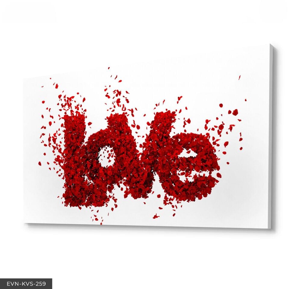 Love Kırmızı Tek Parça Kanvas Canvas Tablo