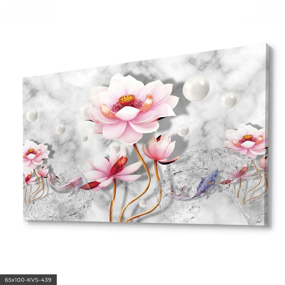 Soyut Çiçek Kanvas - Canvas Tablo 140 x 90 CM - Çok Renkli