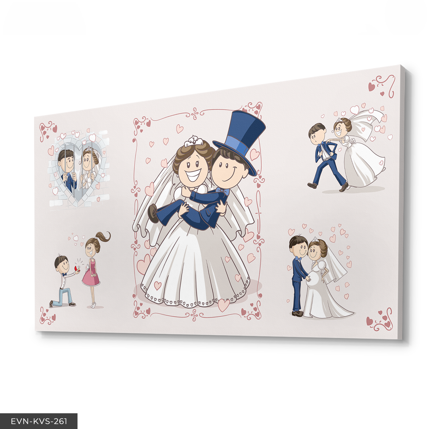 Gelin Damat Aşk Temalı Tek Parça Kanvas Canvas Tablo