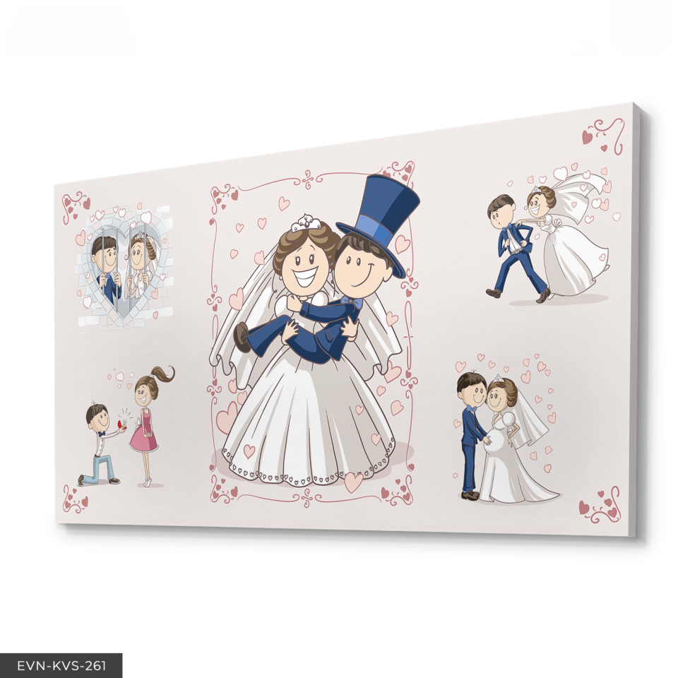 Gelin Damat Aşk Temalı Tek Parça Kanvas Canvas Tablo