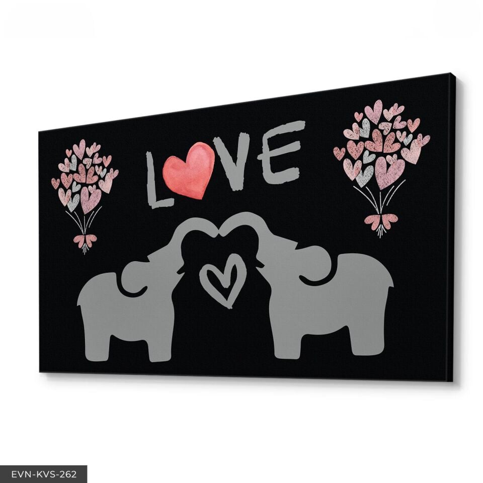 Love Aşk Temalı Fil Tek Parça Kanvas Canvas Tablo