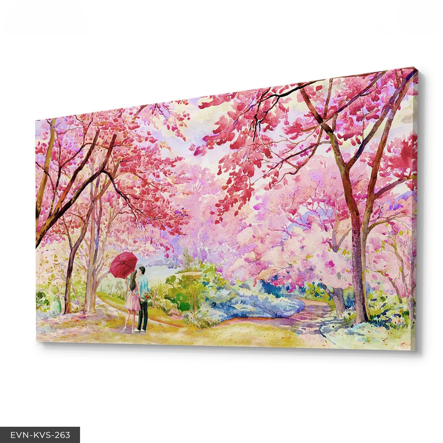 Aşk Temalı Renkli Orman Tek Parça Kanvas Canvas Tablo 40 x 30 CM - Çok Renkli