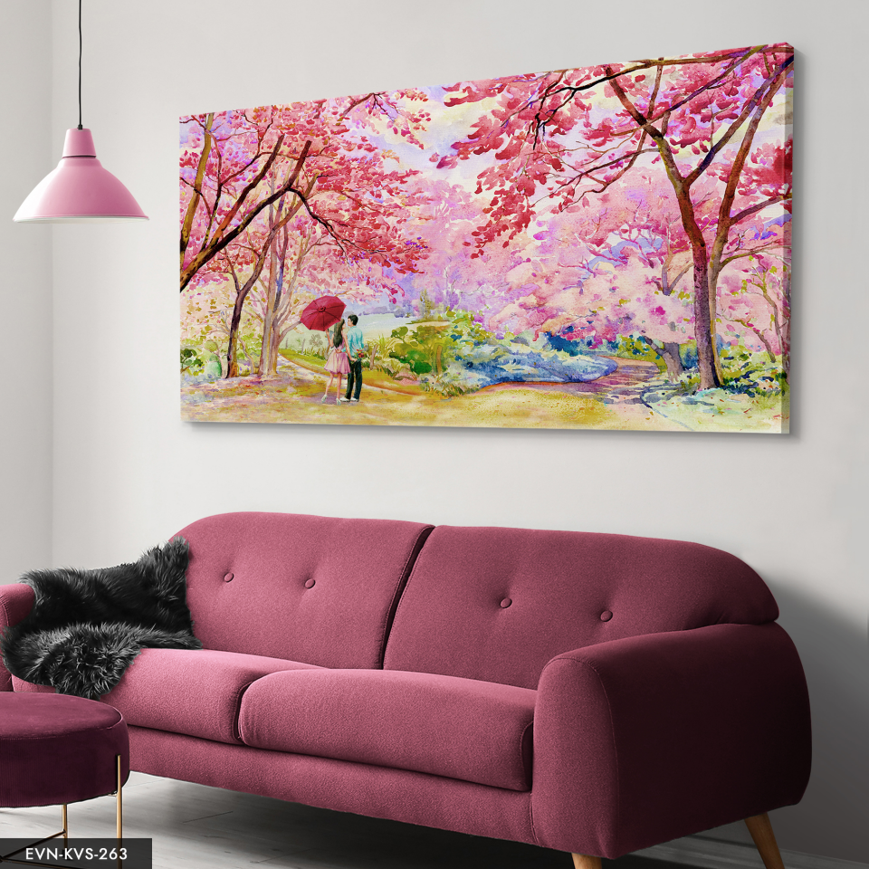 Aşk Temalı Renkli Orman Tek Parça Kanvas Canvas Tablo