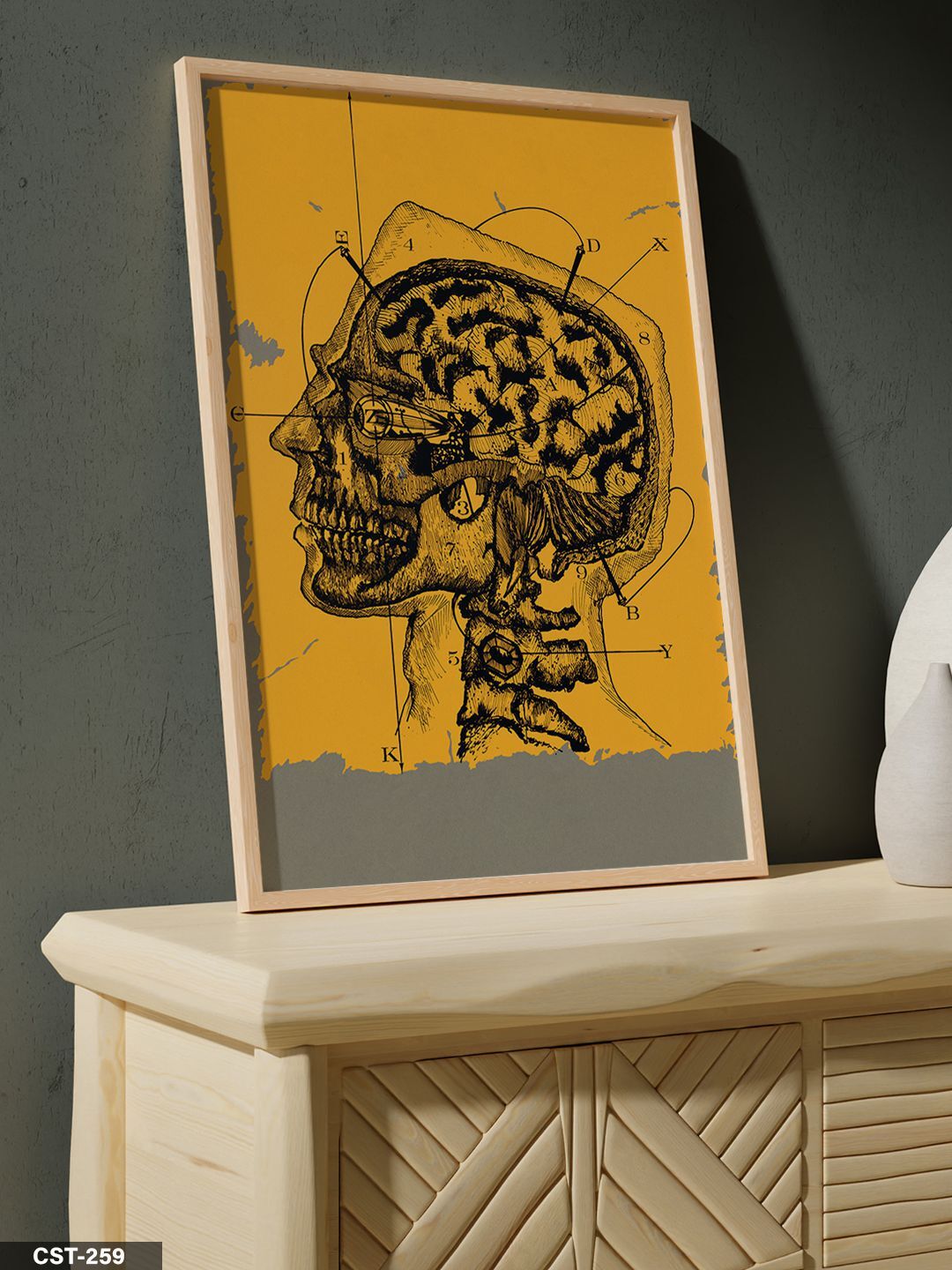 Beynin Anatomisi Tek Parça Ahşap Çerçeveli Tablo Naturel - 20 x 30 CM