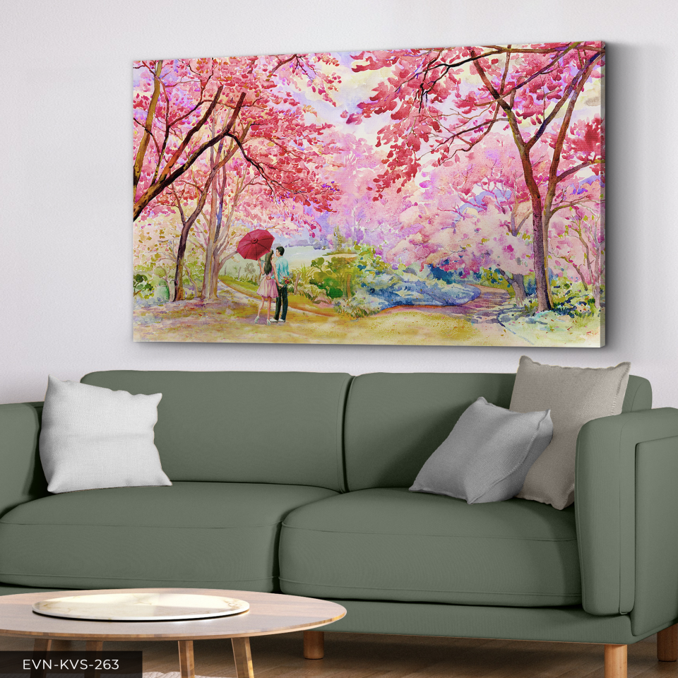 Aşk Temalı Renkli Orman Tek Parça Kanvas Canvas Tablo