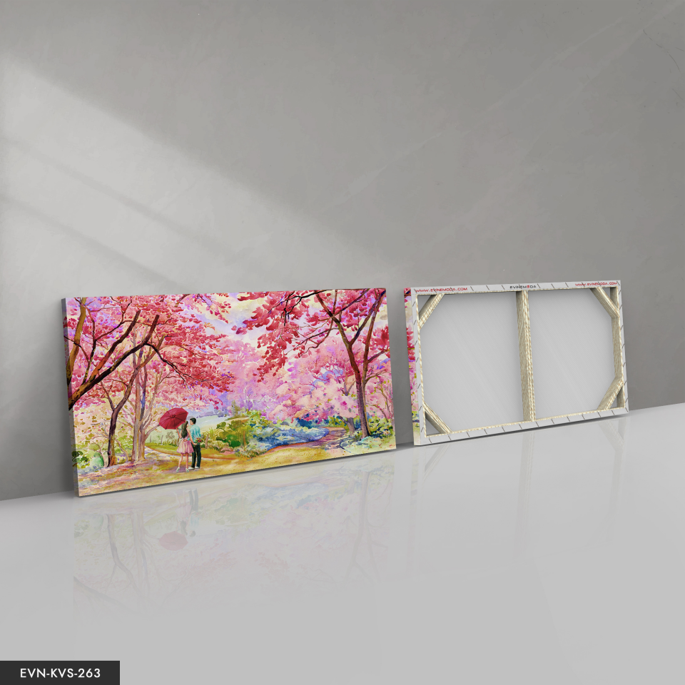 Aşk Temalı Renkli Orman Tek Parça Kanvas Canvas Tablo