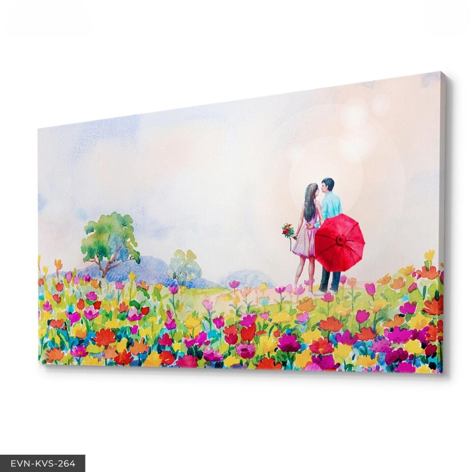 Aşk Temalı Çiçekler Tek Parça Kanvas Canvas Tablo