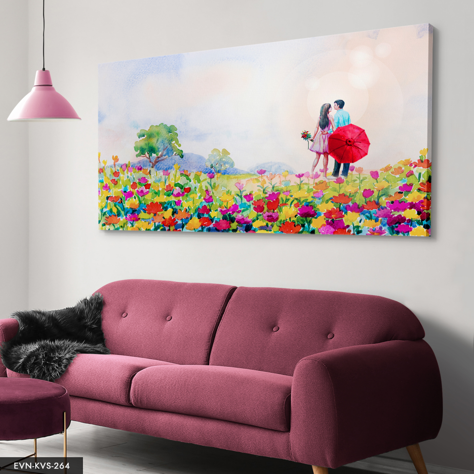 Aşk Temalı Çiçekler Tek Parça Kanvas Canvas Tablo
