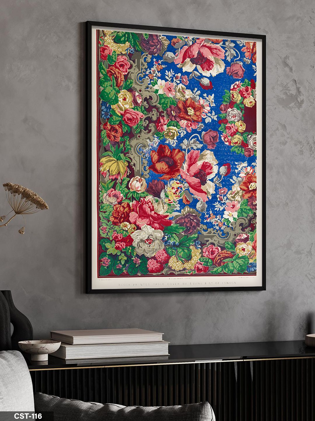 Renkli Çiçek Desen Tek Parça Ahşap Çerçeveli Tablo Siyah - 50 x 70 CM