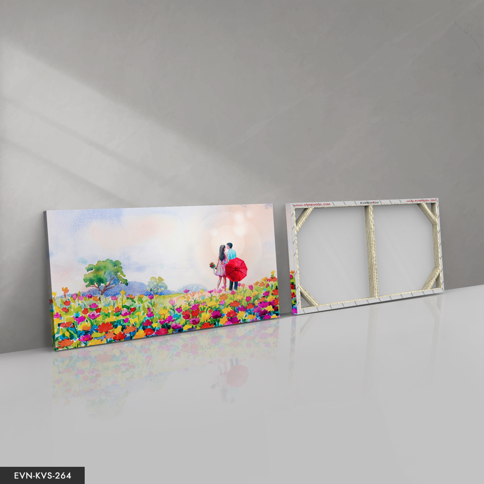 Aşk Temalı Çiçekler Tek Parça Kanvas Canvas Tablo