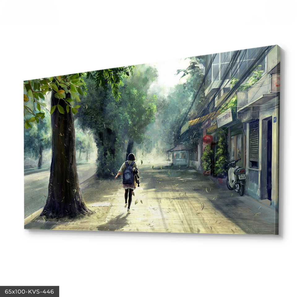 Sonbahar Çizim Kanvas - Canvas Tablo 140 x 90 CM - Çok Renkli