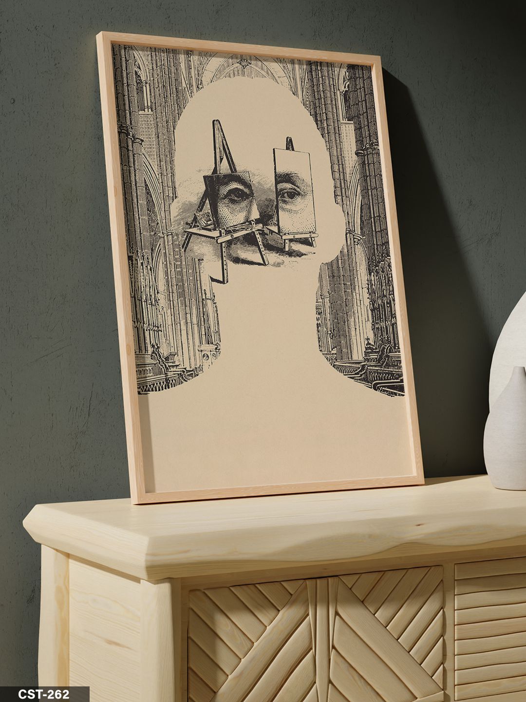 Lanny Sommese Karakalem Portre Tek Parça Ahşap Çerçeveli Tablo Naturel - 20 x 30 CM