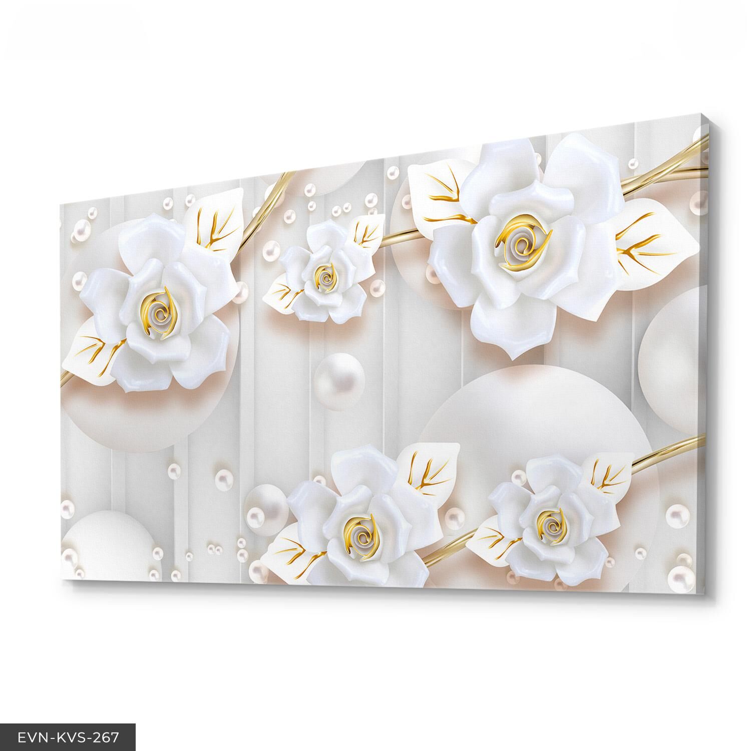 Gold Çiçekler Tek Parça Kanvas Canvas Tablo 40 x 30 CM - Çok Renkli