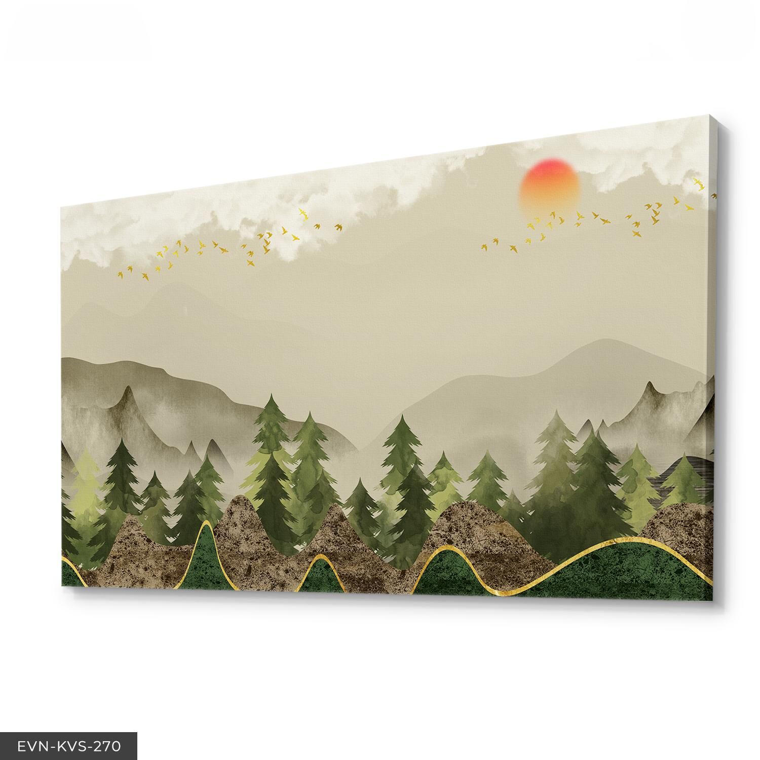 Soyut Doğa Tek Parça Kanvas Canvas Tablo 40 x 30 CM - Çok Renkli