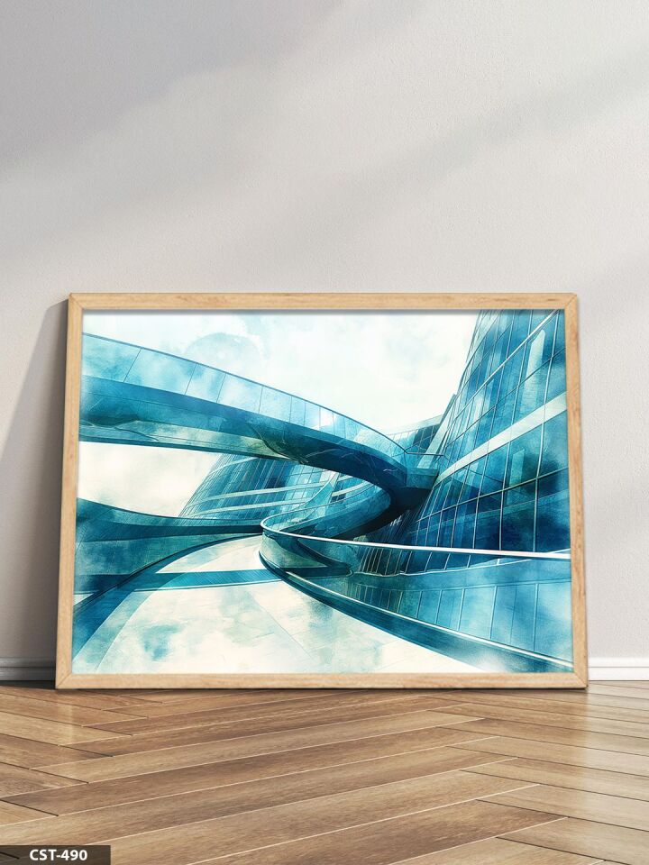 Mavi Geçit Tek Parça Ahşap Çerçeveli Tablo Naturel - 50 x 70 CM